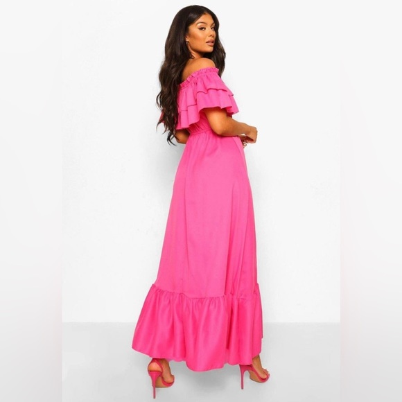Ruffled Off-Shoulder Maxi Dress - Pink main image 0